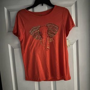 Orange-pink elephant shirt in size 16